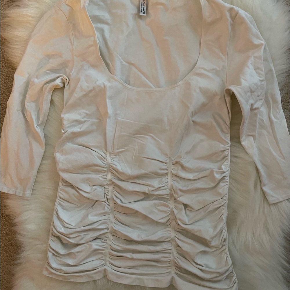 Last Tango 3 Panel Ruched 3/4 Sleeve Seamless Top M/L